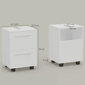 HOMCOM Dulap de Baie Sub Lavoar cu Sertar și Dulap, Unitate Economisitoare de Spațiu, 41,5 x 35,5 x 59 cm, Alb | Aosom Romania