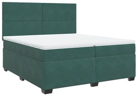 3290999 vidaXL Pat box spring cu saltea, verde închis, 200x200 cm, catifea