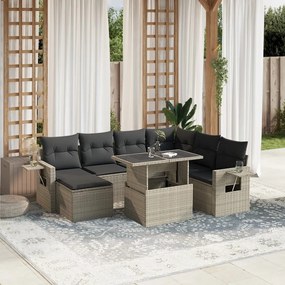 3268072 vidaXL Set mobilier de grădină cu perne, 8 piese gri deschis poliratan