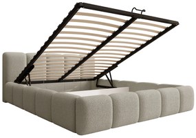 Pat tapițat cu ladă de depozitare Tesia 160x200 - bouclé bej Quelle 05