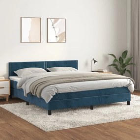 3141255 vidaXL Pat box spring cu saltea, albastru închis, 160x200 cm, catifea