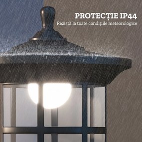 Outsunny Lampă Solară, Lumină Stradală în Aer Liber, Impermeabil  pentru Terasă, Grădină, Curte, Cale, 23.5x23.5x184 cm, Alb | Aosom Romania