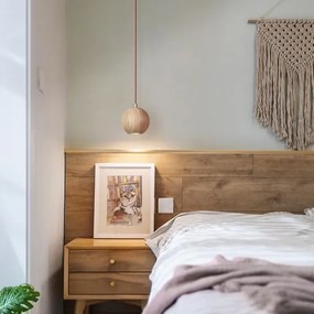 Lampă suspendată pe cablu 1xGU10/10W/230V, Ø 11 cm, lemn masiv/frasin