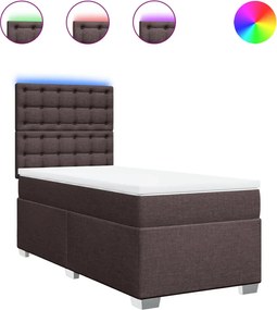 vidaXL Pat box spring cu saltea, maro închis, 80x200 cm, textil