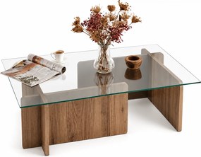 Masuta cafea Escape, transparent/nuc, sticla securizata/PAL melaminat,