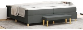 vidaXL Pat cu arcuri cu saltea &amp; bancă gri închis 200x200 cm țesătură