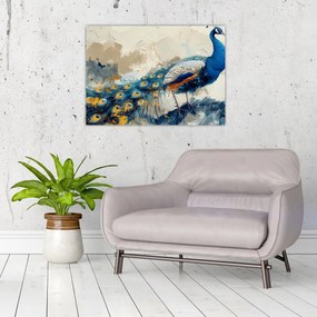 Tablou pe sticlă - Peacock, pictură (70x50 cm)