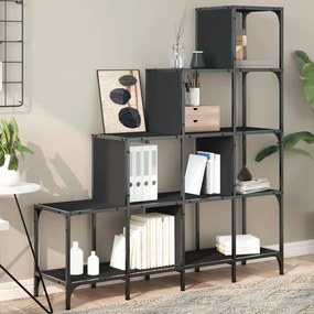 vidaXL Bibliotecă, negru, 122x30x132 cm, lemn prelucrat și metal