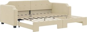 vidaXL Pat de zi cu extensie, crem, 100x200 cm, textil
