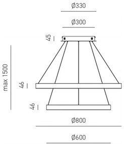 Lustra LED circulara cu 2 inele 80/60cm CRISEIDE, alb, negru sau auriu
