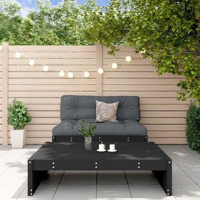 3186624 vidaXL Set mobilier relaxare grădină, 2 piese, negru, lemn masiv pin