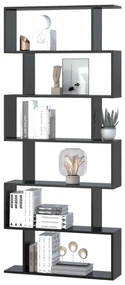 HOMCOM Bibliotecă din Lemn, Design Modern cu 6 Rafturi, 80x23x192 cm, Negru | Aosom Romania