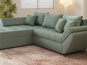 Colțar extensibil dumonde cu ladă de depozitare si sezut confortabil din spuma high-density, Loana Enjoy Mint 270x185 cm