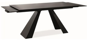 Masa extensibila SALVADORE, negru mat, sticla securizata, 120-180x80x7