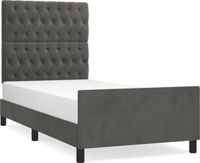vidaXL Cadru de pat fără saltea, gri închis, 90x200 cm, catifea