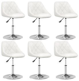 vidaXL Scaune de bucătărie, 6 buc., alb, piele ecologică