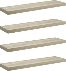 vidaXL Rafturi de perete suspendate 4 buc. stejar, 90x23,5x3,8 cm, MDF