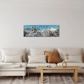 Tablou cu vârfuri înzăpeziți, Fiordland (cu ceas) (90x30 cm)