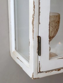 Vitrina de perete, din lemn masiv, cu aspect vintage
