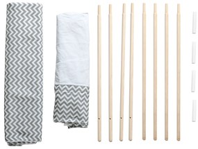 HOMCOM Cort Teepee Indian Cort de joacă pentru Copii în Stil Grafic - dim. 1,2L x 1,2l x 1,55H m - Ușă închisă Fereastră Covor Pernă Geantă Transport Inclusă - la Interior și Exterior Gri Alb | Aosom Romania