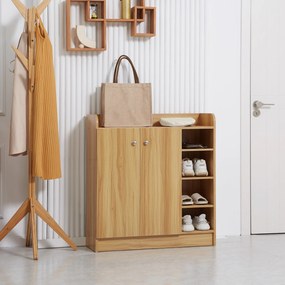 HOMCOM Dulap de pantofi din lemn pentru 12 perechi de pantofi cu 4 rafturi deschise, 83x30x90 cm | Aosom Romania