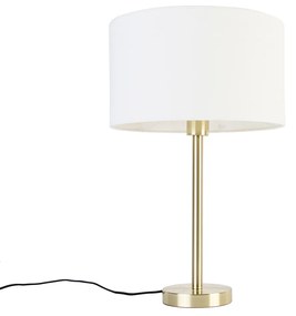 Lampă de masă clasică din alamă cu abajur alb 35 cm - Simplo