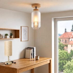 BRILAGI - LED lustru aplicat RETRO GLASS 1xE27/60W/230V Ø 14 cm stejar/alb