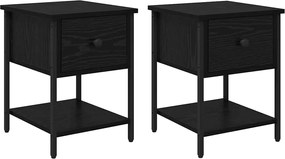 vidaXL Noptieră 2 pcs Stejar Negru 34 x 35,5 x 45 cm Lemn compozit