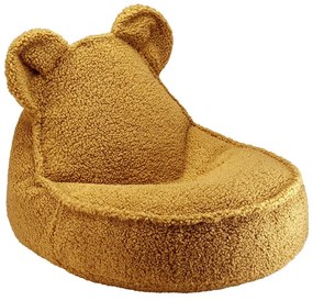 Fotoliu puf pentru copii maro cu tapițerie din țesătură bouclé Bear – Wigiwama