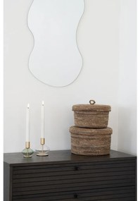 Comoda Kyoto, 4 sertare, furnir stejar, fumuriu, picioare metal negru 80x40x85 cm