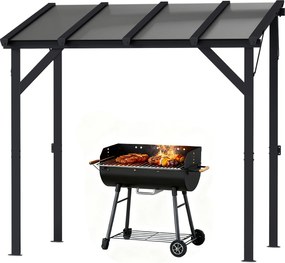 Outsunny Pavilion pentru grătar 2,44 x 1,48 m pavilion de grădină cu acoperiș înclinat, pavilion de grădină cu protecție UV50+ Gri închis | Aosom Romania