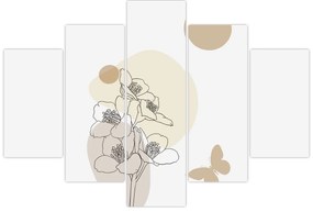 Tablou - Flori bej cu fluture N⁰4 (150x105 cm)