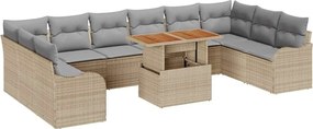 vidaXL Set de canapele pentru grădină 11 pcs Bej Rattan poli