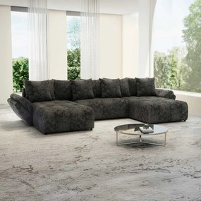 Colțar extensibil dumonde cu ladă de depozitare si sezut confortabil din spuma high-density, Berlin U Euphoria Dark Grey 380x180 cm