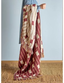 Pătură roșie/bej din amestec de bumbac 130x160 cm Cang – Bloomingville