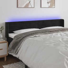 3123432 vidaXL Tăblie de pat cu LED, negru, 163x16x78/88 cm, catifea