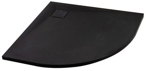 Cagliari Black 80x80x2,6 cm tăviță de duș semicirculară, SMC, cu sifon inclus