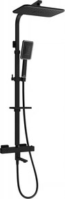 Mexen CQ54 set cadă-duș cu duș fix și baterie termostatică, negru/crom - 779105495-71