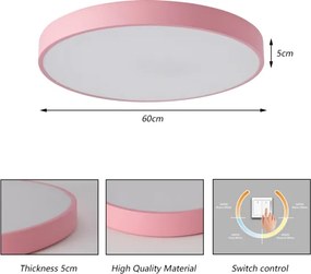 Brilagi - Plafonieră LED POOL, 60 W, 230 V, 3000/4000/6000 K, 60 cm, roz