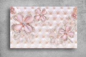 Tapet Premium Canvas - Florile roz cu perle 3d abstract