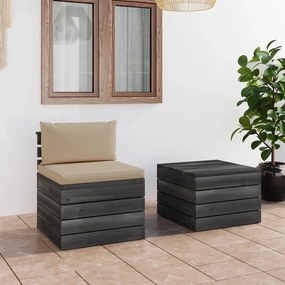 Set mobilier gradina din paleti cu perne, 2 piese, lemn de pin