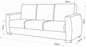 Canapea extensibila Oscar, 226x84x92 cm, 3 locuri, lada de depozitare, Gri deschis