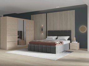 Set dormitor Royal 250, Gri cu Dulap Sonoma