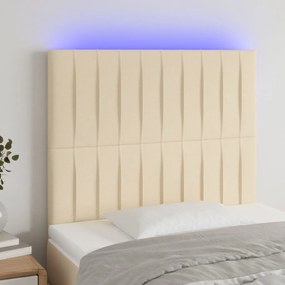 3122641 vidaXL Tăblie de pat cu LED, crem, 80x5x118/128 cm, textil