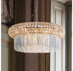 Lustră de cristal pe lanț Ideal Lux NABUCCO 16xE14/40W/230V d. 70 cm auriu