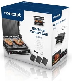 Concept ge3550 - Grătar contact cu sondă de temperatură 2000W/230V negru