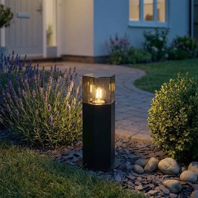 Lampă de podea pentru exterior neagră cu abajur fumuriu hexagonal 30 cm - Denmark