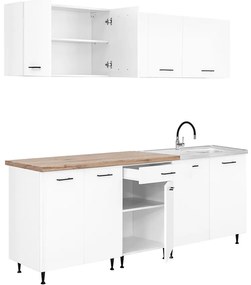 Dulap de bucătărie Primo 220 alb, blat de lucru din stejar charlestone