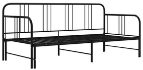 324752 vidaXL Cadru pat canapea extensibilă, negru, 90 x 200 cm, metal
