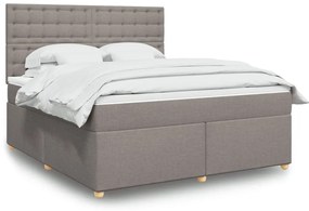 vidaXL Pat continental cu saltea, gri taupe, 180x200 cm, textil